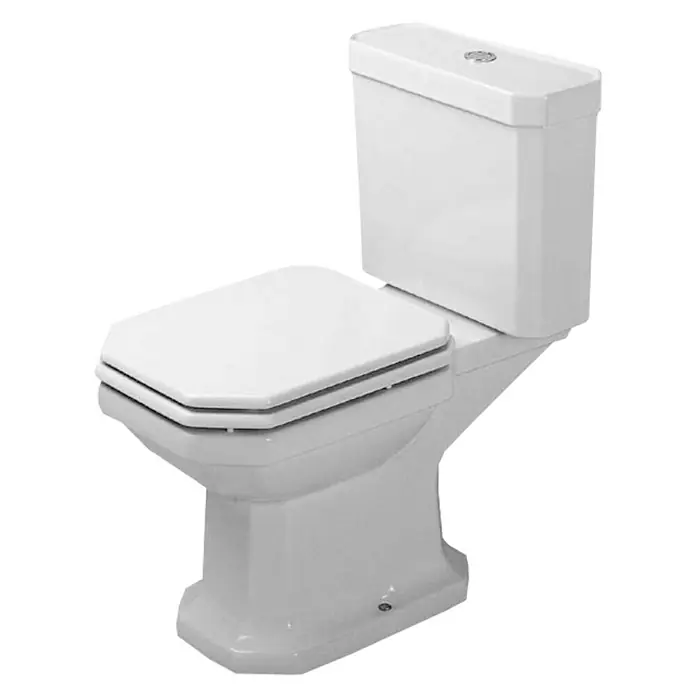 Duravit 1930 Stand-WC für Kombination - Mit Spülrand, Mit schmutzabweisender Glasur, Spülform: Tief, WC Abgang: Waagerecht, Weiß - Vorderansicht