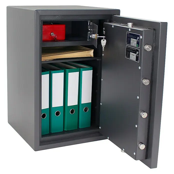 Rottner Brandschutztresor Atlas Fire - Elektronisches Zahlenschloss, L x B x H: 43 x 44 x 65,5 cm, Graphitgrau