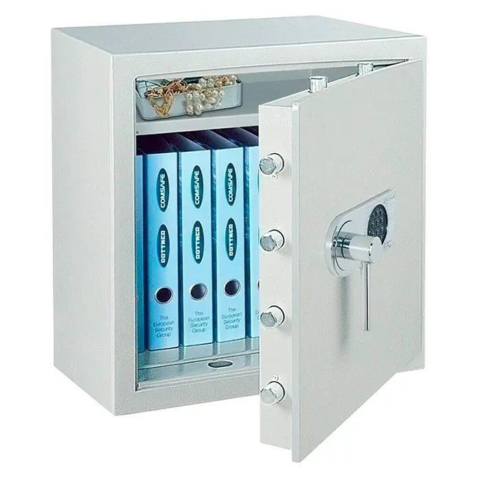 Rottner Brandschutztresor Opal Fire Premium - Elektronisches Zahlenschloss, L x B x H: 43,2 x 50 x 54 cm, Lichtgrau