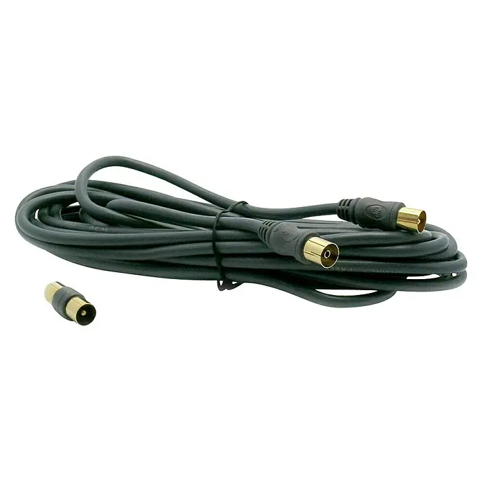 Metronic Cable de conexión de antena M-H con adaptador - 5 m, Negro, Macho - Hembra