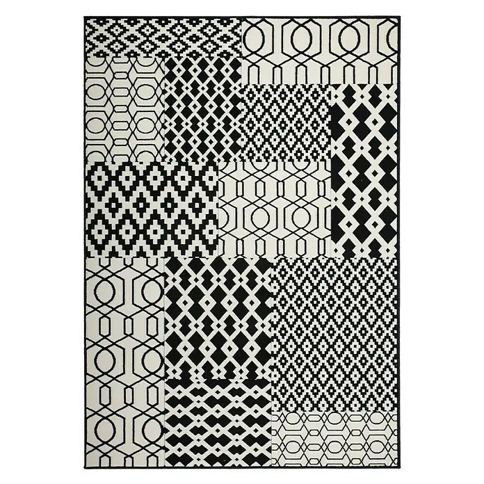 Kayoom Kurzflorteppich Lina 300 - Schwarz, 170 x 120 cm, 100 % Polypropylen - Ansicht von oben