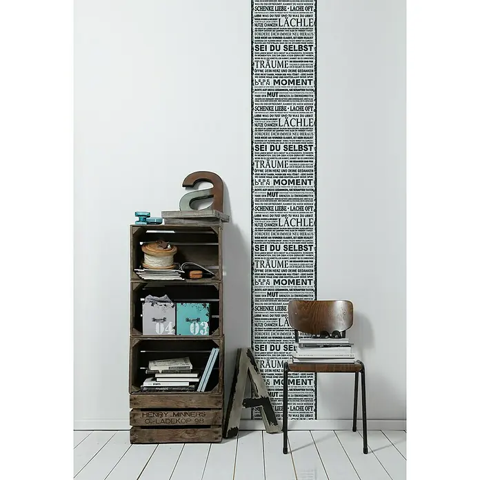 AS Creation Designpanel pop.up - Motivation, Schwarz/Weiß, 35 cm x 2,5 m - Stimmungsaufnahme