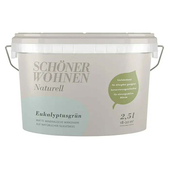 SCHÖNER WOHNEN-Farbe Wandfarbe Naturell - Eukalyptusgrün, 2,5 l, Matt - Vorderansicht