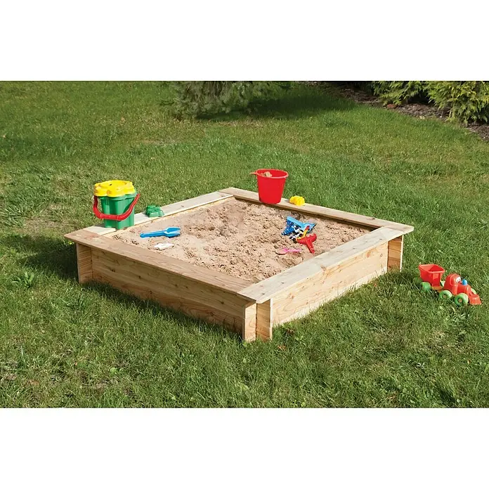 Sandkasten Felix - 120 x 120 x 25 cm, Natur