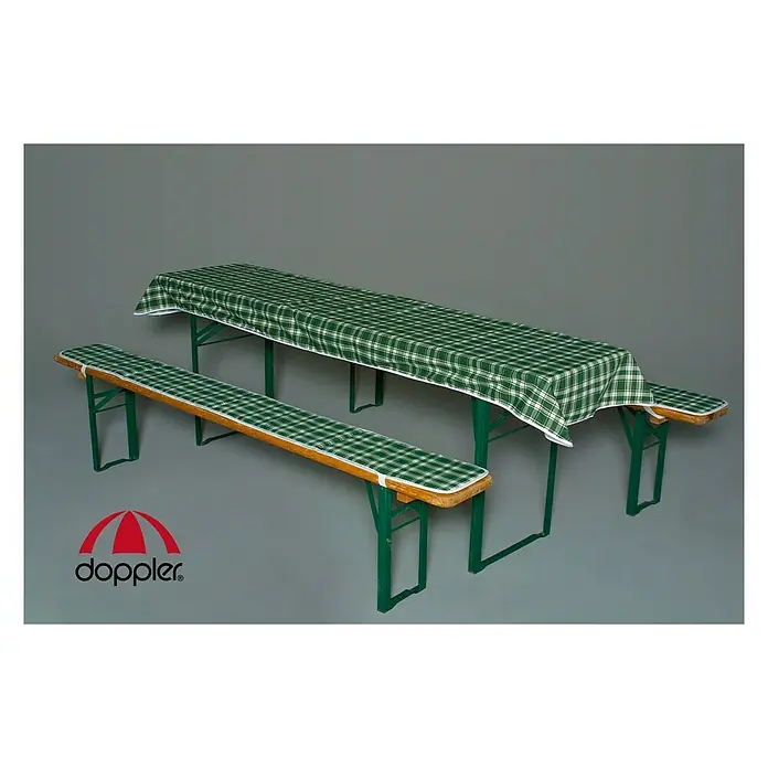 Doppler Bierbankauflagen-Set - Weiß/Grün, Kariert, Passend für: 70 cm Tischbreite