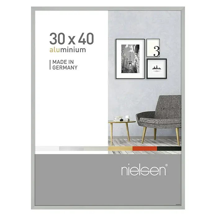 Nielsen Bilderrahmen Pixel - Mattsilber, 30 x 40 cm, Aluminium - Vorderansicht