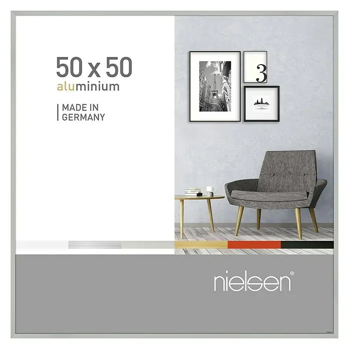 Nielsen Bilderrahmen Pixel - Mattsilber, 50 x 50 cm, Aluminium - Vorderansicht