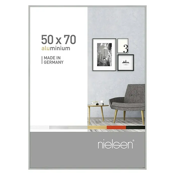 Nielsen Bilderrahmen Pixel - Mattsilber, 50 x 70 cm, Aluminium - Vorderansicht