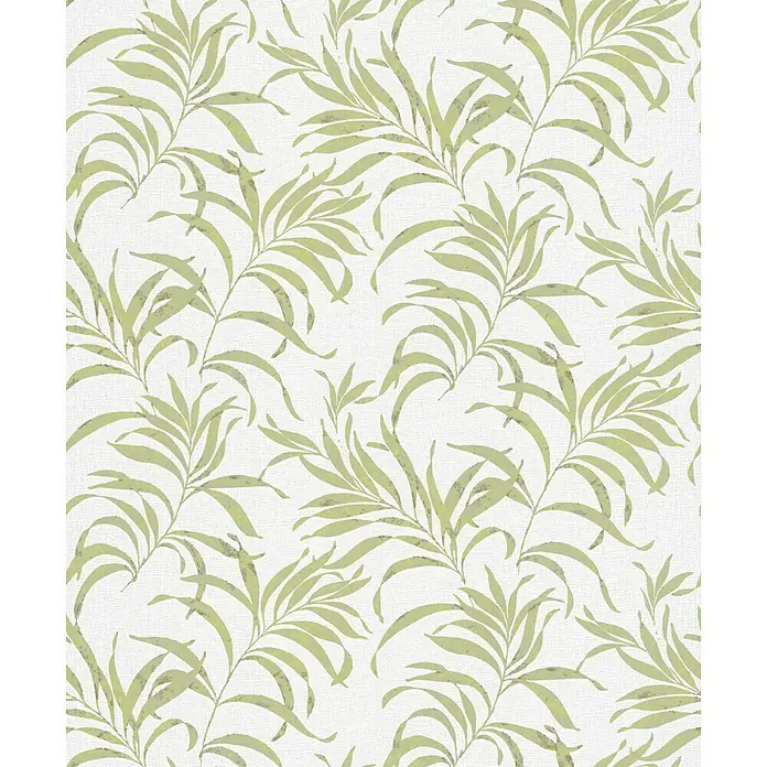 Papel pintado Hojas - Verde/blanco, 10 x 0,53 m