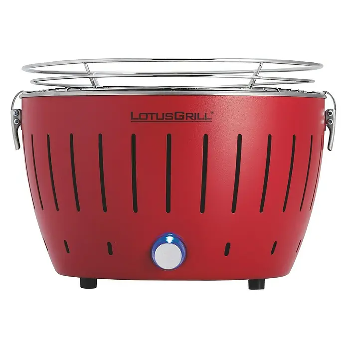 LotusGrill Raucharmer Holzkohlegrill S - Feuerrot, Hauptgrillfläche: Ø 26 cm - Vorderansicht