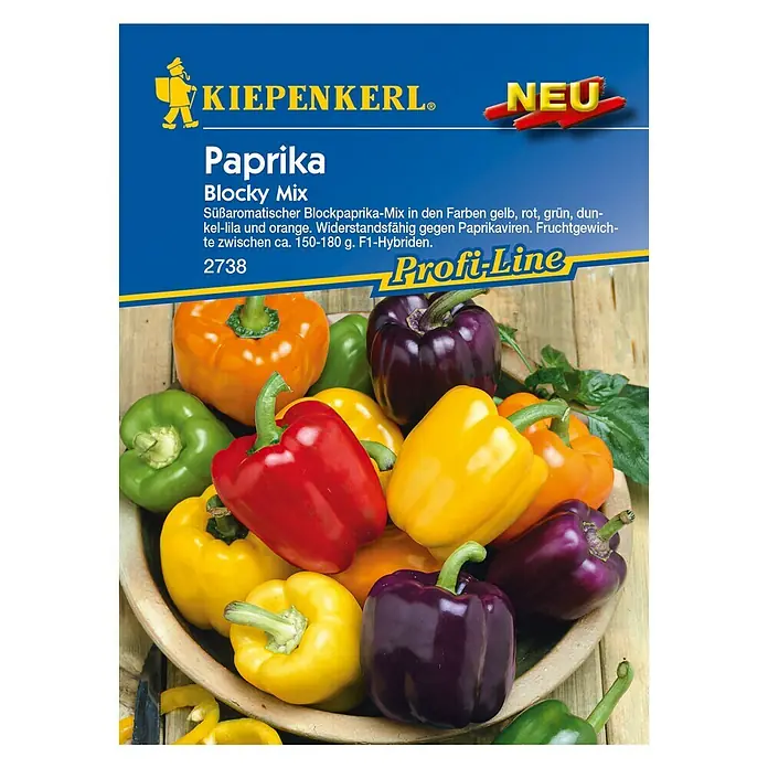 Kiepenkerl Profi-Line Gemüsesamen Blockpaprika - Blocky Mix F1, Capsicum annuum, Erntezeit: August
