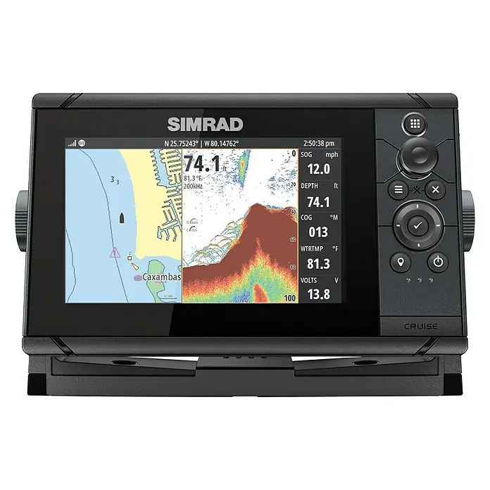 Simrad Fishfinder & Kartenplotter Cruise 7 - Geber: Cruise 83/200-Skimmer-Schwinger, Bildschirmtyp: 7″/178 mm TFT LCD - Vorderansicht