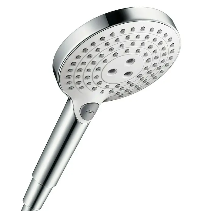 Hansgrohe Ručna tuš slušalica Raindance Select S 120 - Broj funkcija: 3 Kom., Promjer: 12,5 cm, Bijelo-krom - Pogled sprijeda