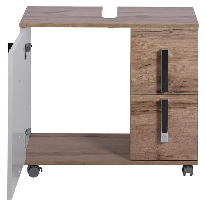 Schildmeyer Luca Waschtischunterschrank - 65 x 32 x 60 cm, Weiß/Wotaneiche - Detailaufnahme