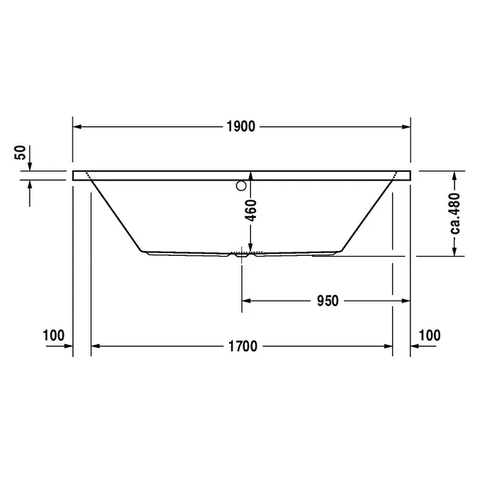 Duravit Vero Badewanne - 190 x 90 cm, Sanitäracryl, Weiß - Vorderansicht