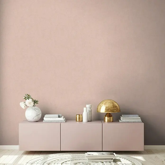 AS Creation New Walls Vliestapete Textil - Rosé, Uni, 10,05 x 0,53 m - Stimmungsaufnahme