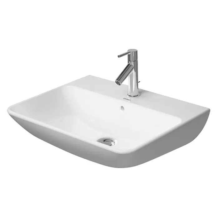 Duravit ME by Starck Waschtisch Typ 2 - 60 x 46 cm, Ohne Spezialglasur, Hahnloch: Mitte, Mit Überlauf, Weiß - Vorderansicht