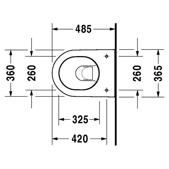 Duravit Darling New Wand-WC Compact - Mit Spülrand, Mit antibakterieller Glasur, Spülform: Tief, WC Abgang: Waagerecht, Weiß