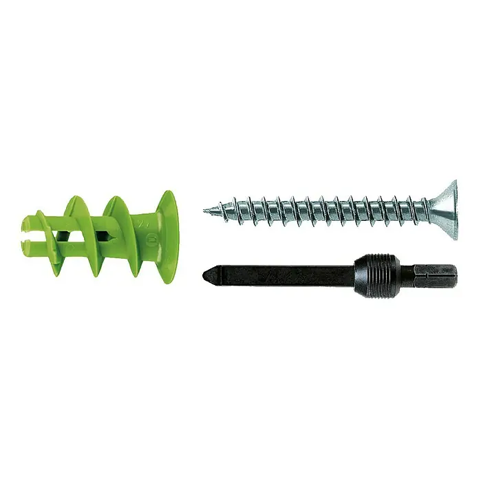 Fischer Greenline Gipskartondübel-Set S GREEN - Länge Dübel: 22 mm, 5 Stk., Spanplattenschraube - Vorderansicht
