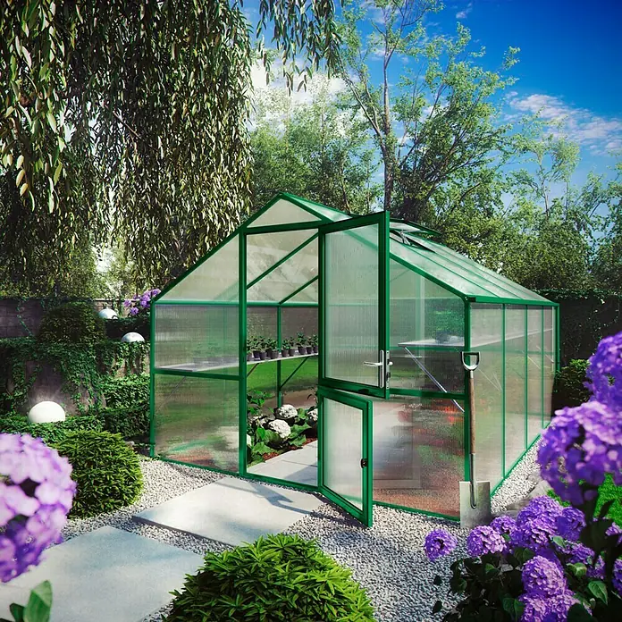 KGT Gewächshaus Orchidee IV - Polycarbonat, Glasstärke: 10 mm, Moosgrün