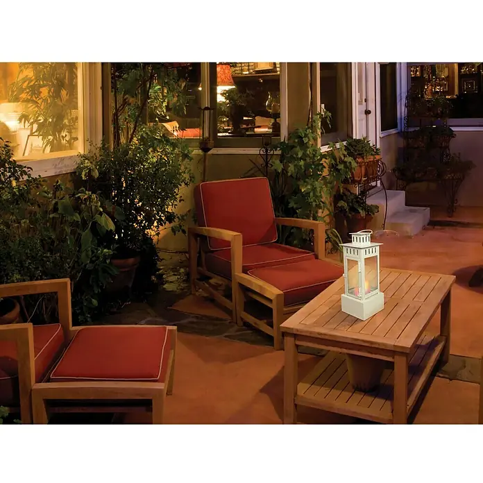 Purline Chimenea de bioetanol Laterne Iris W - 15 x 15 x 38 cm, Blanco - Foto ambiente