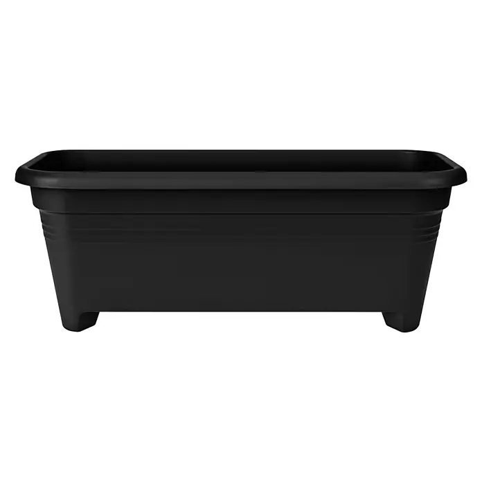 Elho Green Basics Plastična žardinjera - Vanjska dimenzija (D x Š x V): 58,8 x 26 x 21 cm, Plastika, Crne boje - Pogled sprijeda
