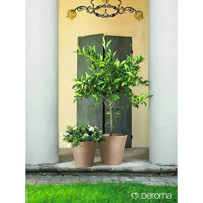 Deroma Moka Garden Pflanztopf Vaso Cono - Außenmaß (Ø x H): 25,7 x 23,7 cm, Naturmaterialien, Graphit
