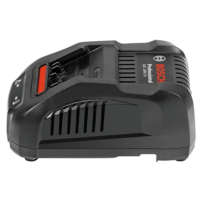 Bosch Professional Ladegerät GAL 1880 CV - Passend für: Bosch Professional Li-Ionen-Akkus 14,4 V/18 V, Ladedauer: 35 min (3/4 Ah) - Linke Seitenansicht
