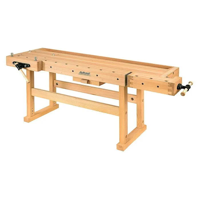 Ramia Werkbank Premium Monster - 2.120 x 790 x 870 mm, Schwalbenschwanzgezinktes Buchenholz - Vorderansicht