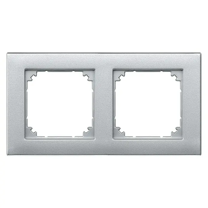 Merten M-Plan Abdeckrahmen - Silber, 2-fach, Aluminium, Unterputz - Vorderansicht