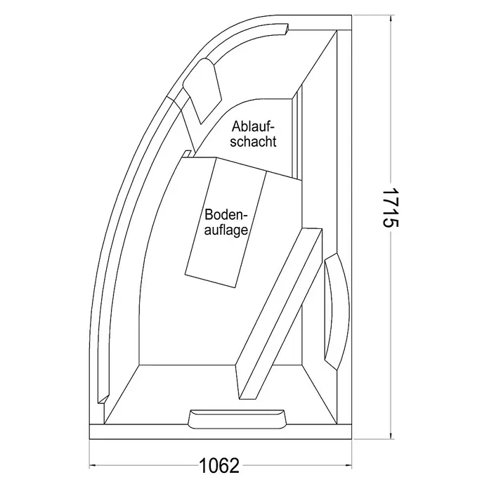 Ottofond Wannenträger Mauritius A - Passend für: Eckbadewanne Mauritius A 175 x 110 cm - Ansicht von oben