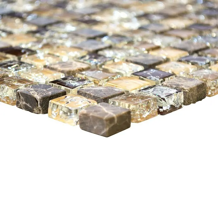 Mosaikfliese Quadrat Crystal Mix XIC 1055 - 30,5 x 30,5 cm, Dunkelbraun, Glänzend - Vorderansicht