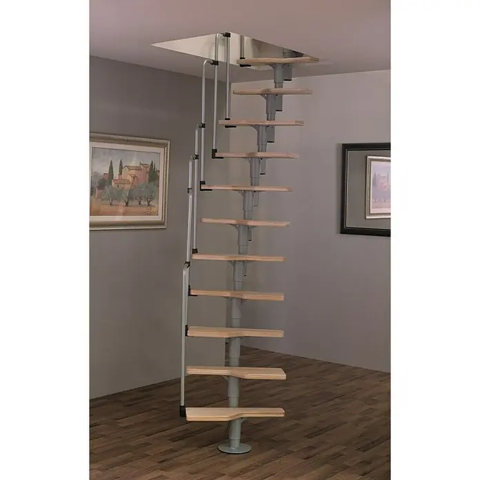 Minka Raumspartreppe Twister - Breite: 60 cm, Silber, Farbe Stufen: Birke Natur, Geschosshöhe: 200 cm - 294 cm - Stimmungsaufnahme