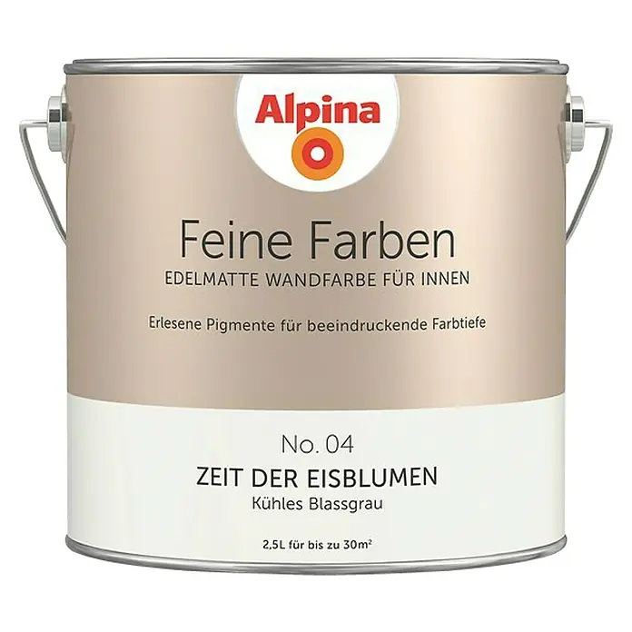 Alpina Wandfarbe Zeit der Eisblumen - 2,5 l, Zeit der Eisblumen, No. 04 - Kühles Blassgrau, Matt - Vorderansicht