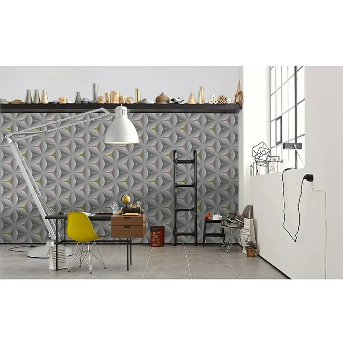 AS Creation Vliestapete Move Your Wall - Blau/Grau/Rosa, Grafisch, 10,05 x 0,53 m