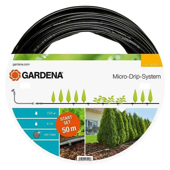 Gardena Micro-Drip Početni komplet za zalijevanje - Prikladno za: Redove biljaka do 50 m, Područje uporabe: Na otvorenom