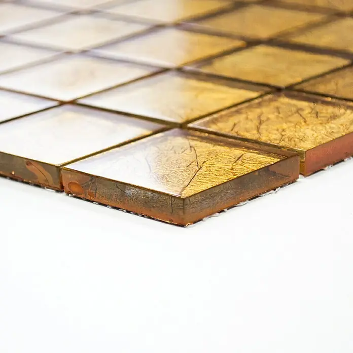 Mosaikfliese Quadrat Crystal Uni XCM 8GO25 - 30 x 30 cm, Gold, Glänzend - Vorderansicht