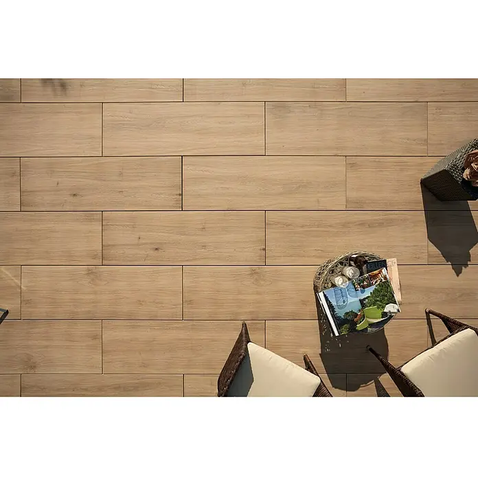 Terrassenfliese Cera 2.0 - 40 x 120 x 2 cm, Kerneiche, Matt - Ansicht von oben
