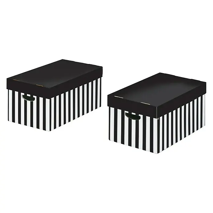 Nips Aufbewahrungsbox - L x B x H: 52 x 31 x 24,5 cm, DIN A4, Schwarz/Weiß, 2 Stk. - Linke Seitenansicht