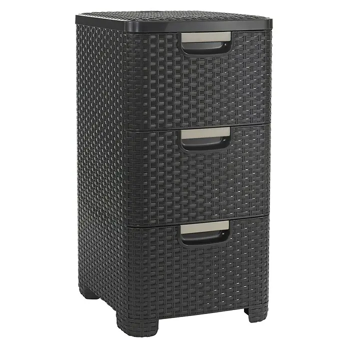Curver Style Cajonera - 33 x 38 x 60 cm, Decoración: Ratán, Plástico, Marrón - Vista frontal