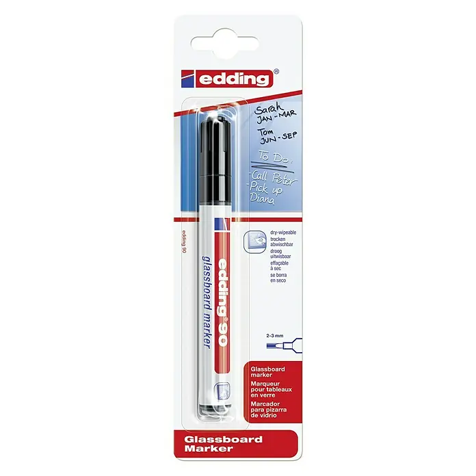 Edding Glasboard Marker 90 - Strichstärke: 2 mm - 3 mm, Schwarz - Vorderansicht