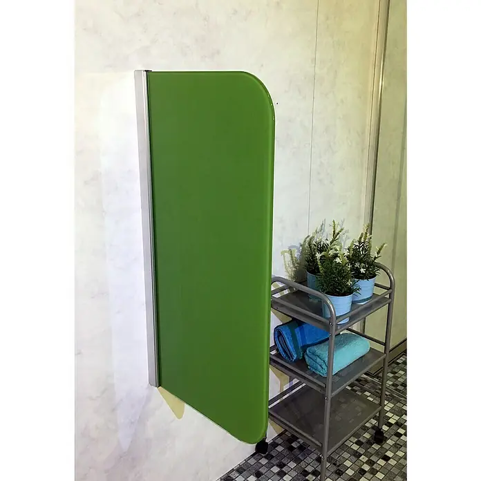 GEO Urinal-Trennwand Radius 100 - 50 x 90 cm, Glas, Grün - Linke Seitenansicht