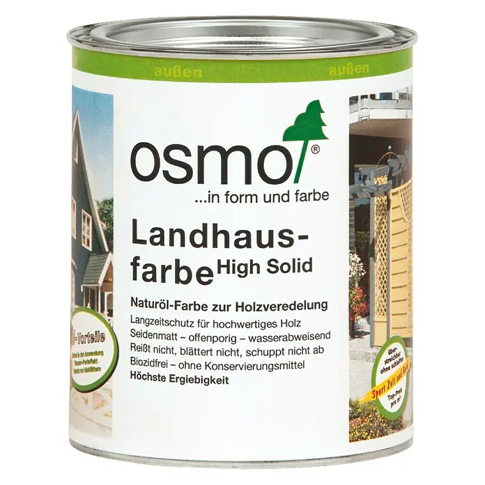 Osmo High Solid Landhausfarbe - Taubenblau, 750 ml, Seidenmatt, Naturölbasis - Vorderansicht