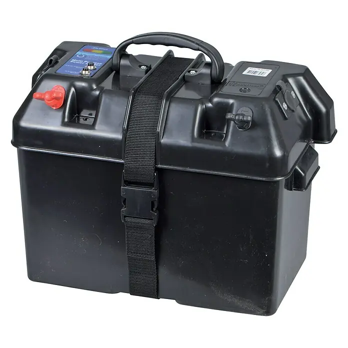 Talamex Batteriekasten Power - Geeignet für: 105 Ah Batterien, Innenmaß: 343 x 194 x 229 mm, Sicherung: 50 A Elektromotoranschluss - Vorderansicht