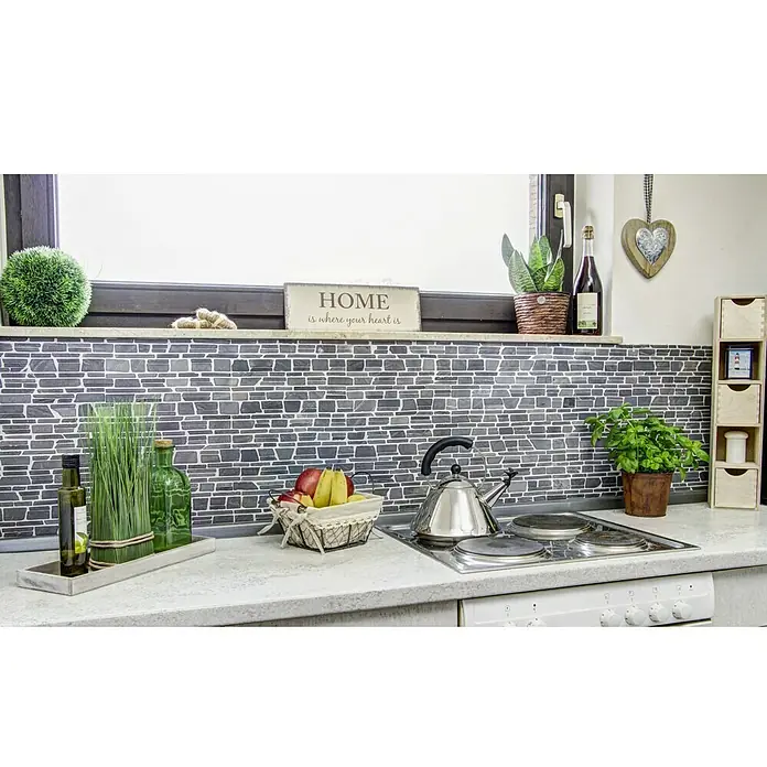 Mosaikfliese MOS BRICK 210 - 30,5 x 30,5 cm, Schwarz, Matt - Anwendungsbeispiel