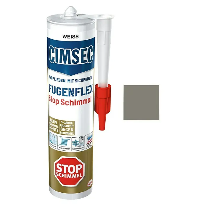 Cimsec Silikon-Dichtungsmasse Fugenflex Stop Schimmel - Grau, 300 ml