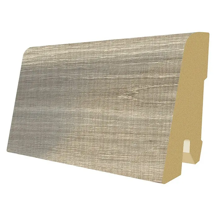 Egger Sockelleiste Eiche Sägerau Grau - 2,4 m x 17 mm x 60 mm, Gerade - Rechte Seitenansicht