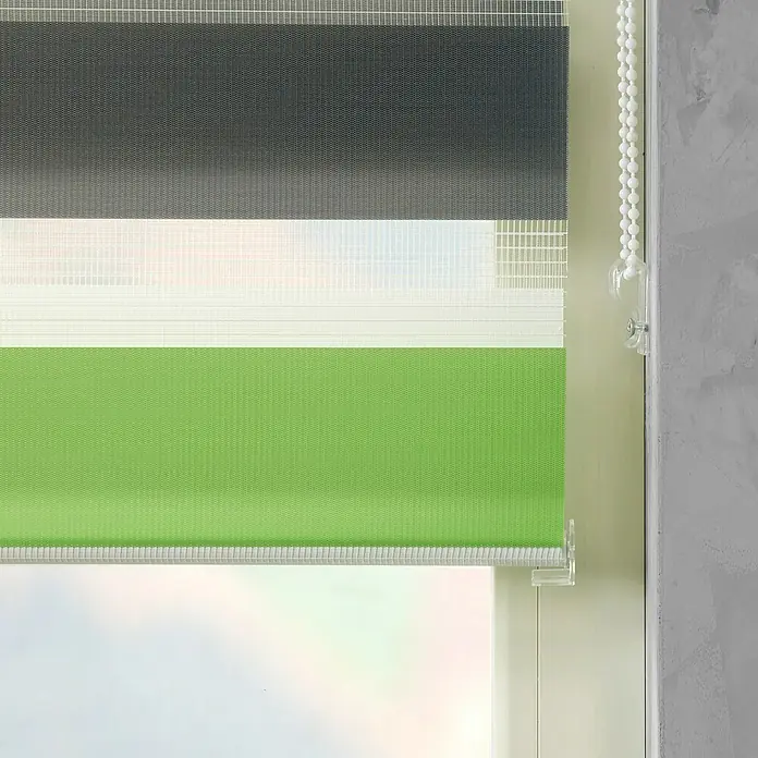 Expo Ambiente Doppelrollo Mini - B x H: 45 x 150 cm, Grau/Grün/Weiß - Detailaufnahme