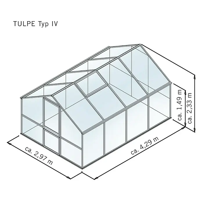 KGT Gewächshaus Tulpe IV - Polycarbonat, Glasstärke: 16 mm, Moosgrün