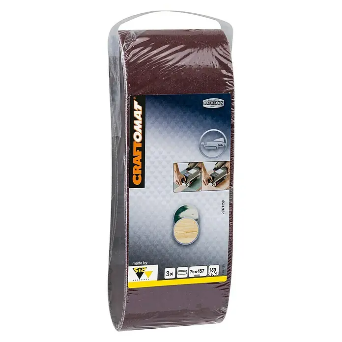 Craftomat Brusni remen BFWP - D x Š: 457 x 75 mm, Granulacija: 180, 3 Kom. - Pogled s desne strane